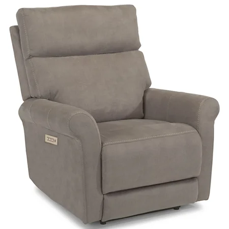 Contemporary Power Recliner with Power Headrest and Lumbar